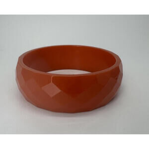 Dark Butterscotch Orange Diamond Pattern BAKELITE Vintage Bangle Bracelet Tested